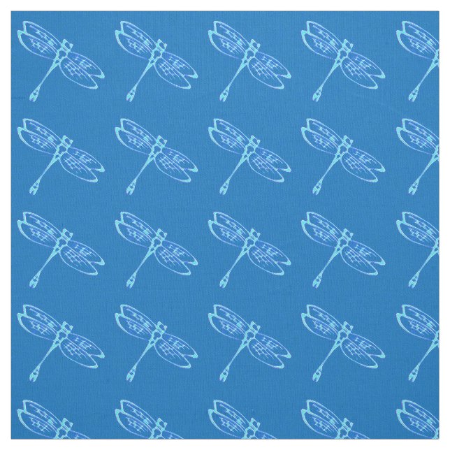 Dragonflugor, blek blå på denim blue tyg (Provkarta)