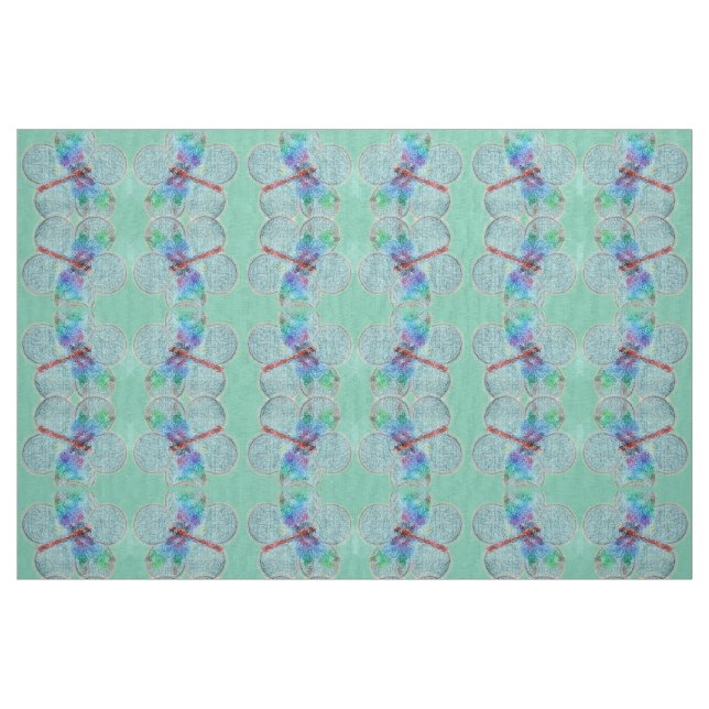 Dragonflugor och Blommigt (blå) Tyg (Fat Quarter)