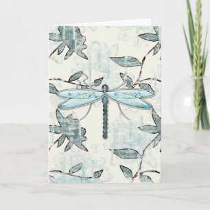 Dragonflugor och Blommönster Kort