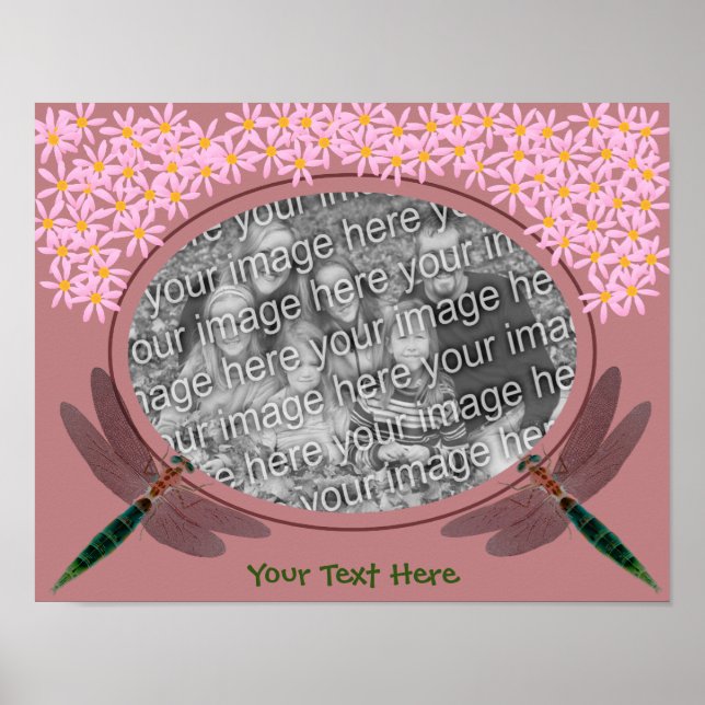 Dragonflugor och Daisy Skapar ditt eget foto Poster (Framsidan)