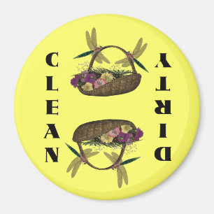 Dragonflugor på blomman Basket Dishwasher Magnet