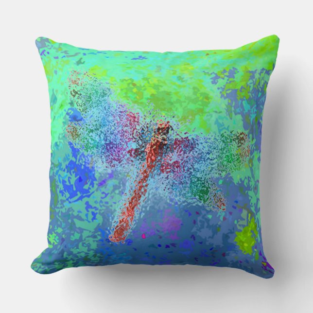 Dragonfly Abstrakt i Blue Kudde (Framsida)