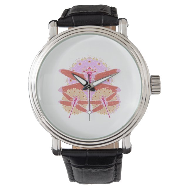 Dragonfly älskare insekt gift mandala dragonfly armbandsur (Framsida)