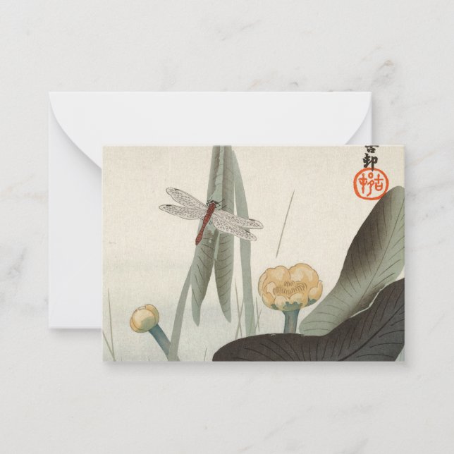 Dragonfly and Lotus, 1920 av Ohara Koson Anteckningskort (Framsida)