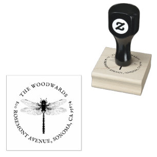 Dragonfly Antique Family Namn Returadress Stämpel