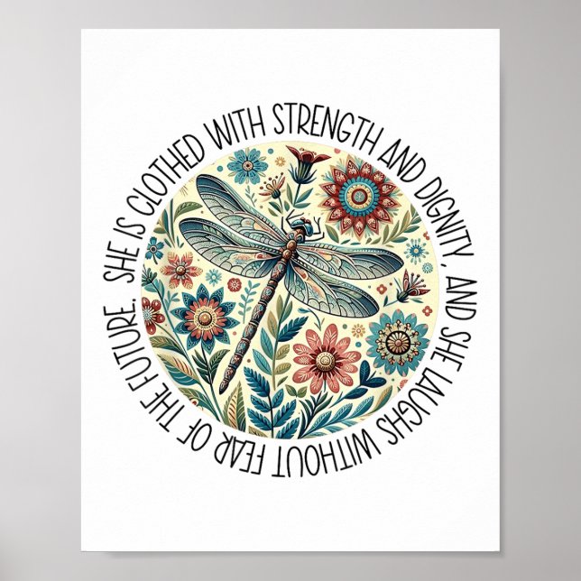 Dragonfly är klädd med styrka&ampa; Digni Poster (Framsidan)