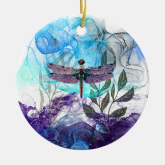 Dragonfly art julgransprydnad keramik