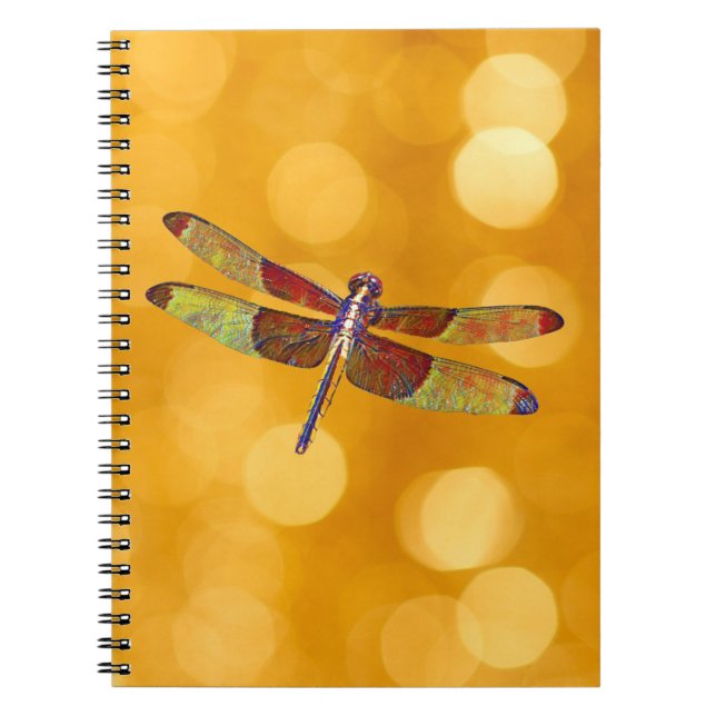 Dragonfly Art på den bärbara datorn Guld Journal Anteckningsbok (Framsidan)