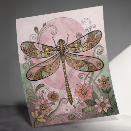 Dragonfly Art Print, Boho Wall Decor Poster