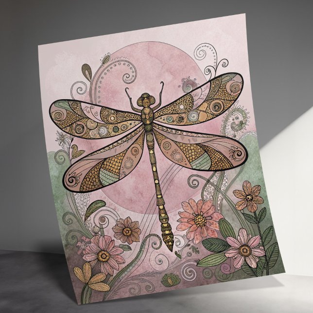 Dragonfly Art Print, Boho Wall Decor Poster (Skapare uppladdad)