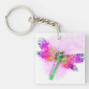 Dragonfly Art (rosa) av glasskikt