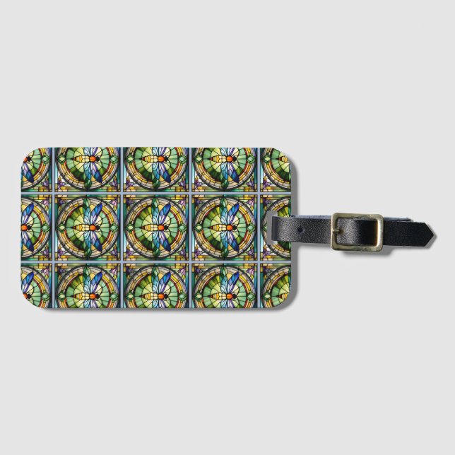 Dragonfly av fastnat glas bagagebricka (Framsida horisontal)
