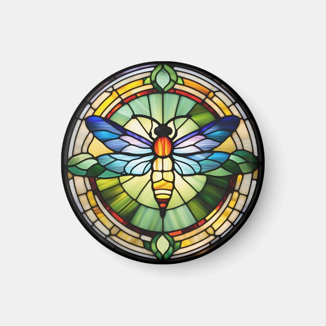 Dragonfly av fastnat glas magnet (Framsidan)