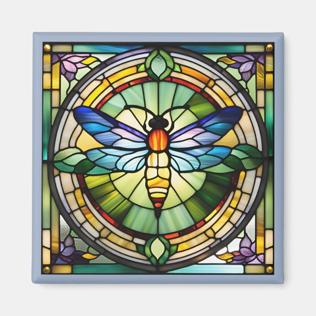 Dragonfly av fastnat glas magnet (Framsidan)