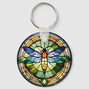 Dragonfly av fastnat glas nyckelring
