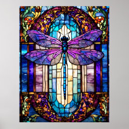 Dragonfly av fastnat glas poster