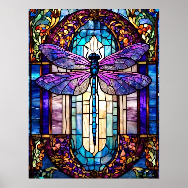 Dragonfly av fastnat glas poster (Framsidan)