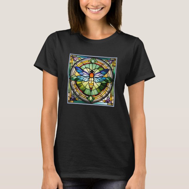 Dragonfly av fastnat glas t shirt (Framsida)