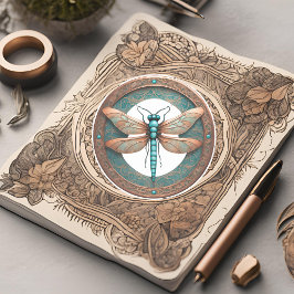 Dragonfly av kopparFärgad på turkos bakgrund Klistermärken