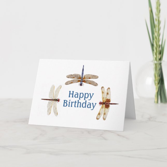 Dragonfly Birthday Card. Kort (Framsida)
