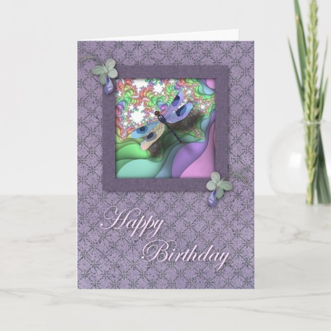Dragonfly Birthday Card Kort (Framsida)