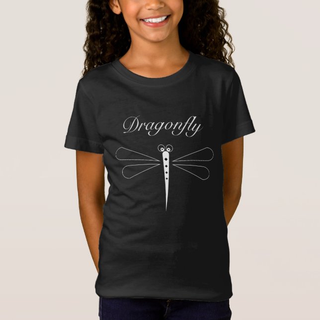 Dragonfly - Black Girls' Bella Jersey T-Shirt (Framsida)