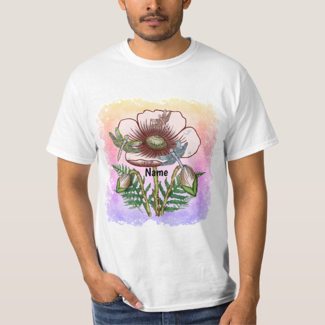 Dragonfly Blekt Vallmo  T Shirt (Framsida)