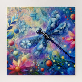 Dragonfly-Blommigt av vild Abstrakt - blått Rosa Pussel