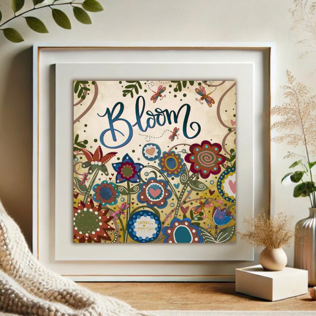 Dragonfly Blommigt Bloom Inspiring Inspirief Poster (Skapare uppladdad)