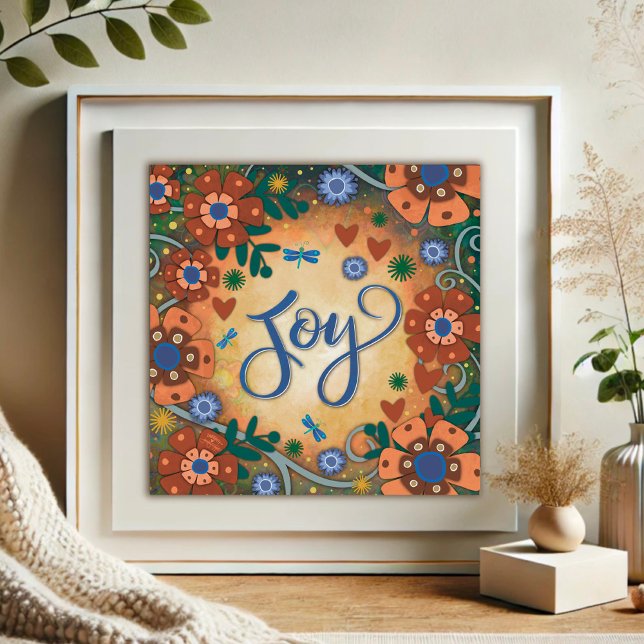Dragonfly Blommigt Joy Inspiring Gult Inspirief Poster (Skapare uppladdad)