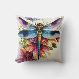 Dragonfly Blommigt Multifärgad Art Kudde