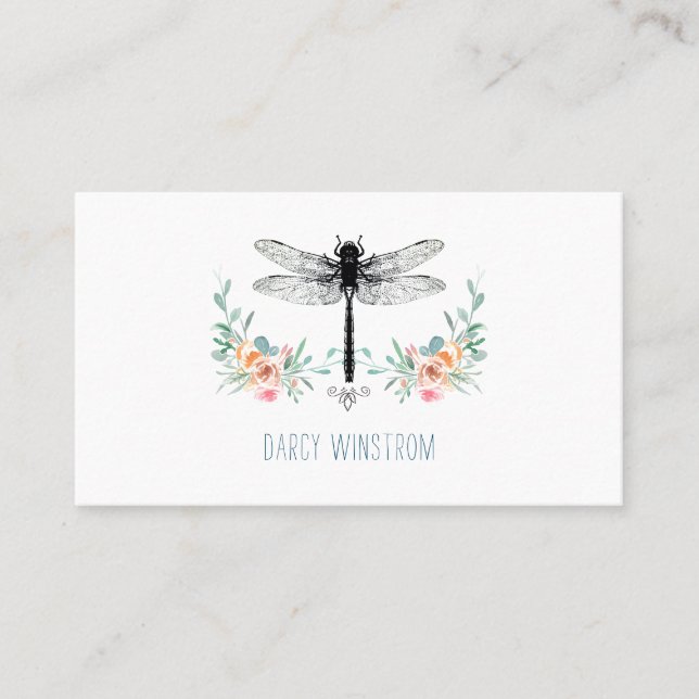 Dragonfly Blommigt Telefonkort (Framsida)
