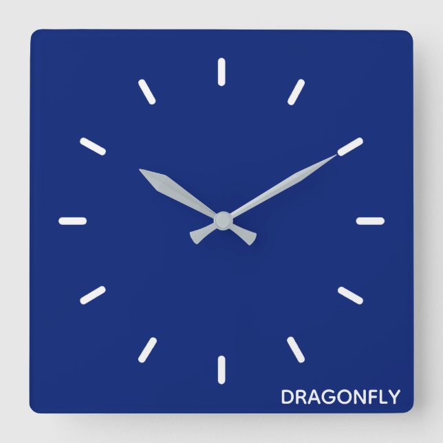 Dragonfly Blue färg namn Fyrkantig Klocka (Framsida)