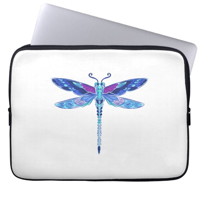 Dragonfly Blue Måne Fredstecken Solros Laptop Fodral (Framsidan)