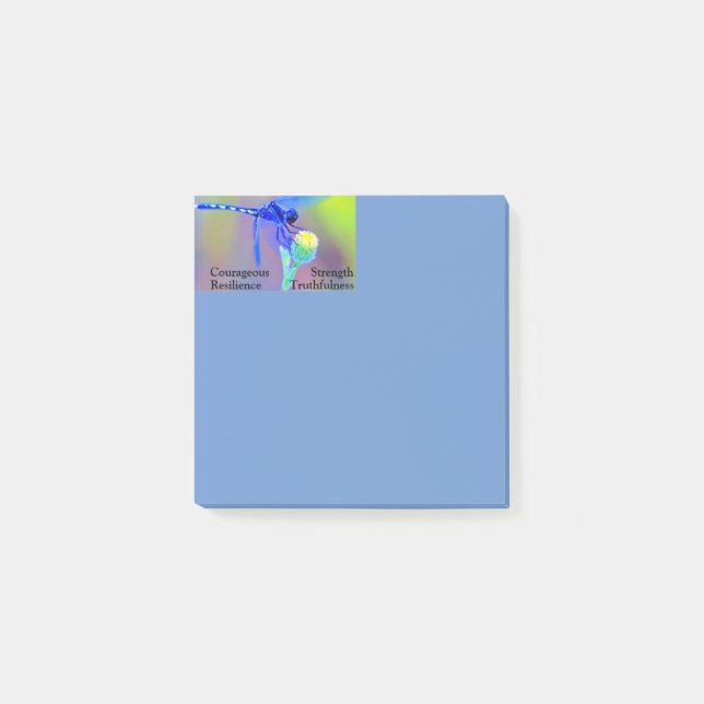 Dragonfly Blues Spirit Traits 3x3 Post-it Block (Framsida)