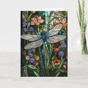 Dragonfly boho blommigt botaniskt fläckglas inbjudan