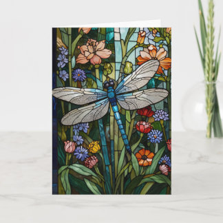 Dragonfly boho blommigt botaniskt fläckglas inbjudan