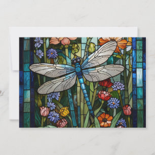 Dragonfly boho blommigt botaniskt fläckglas inbjudningar
