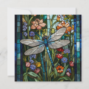 Dragonfly boho blommigt botaniskt fläckglas inbjudningar