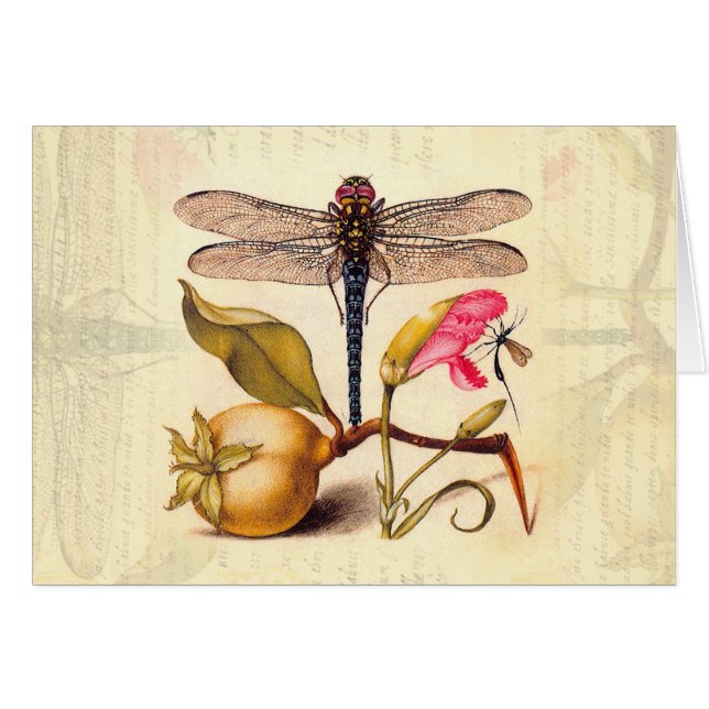 Dragonfly Botanical Nature Wildlife Hälsningskort (Framsidan Horizontal)