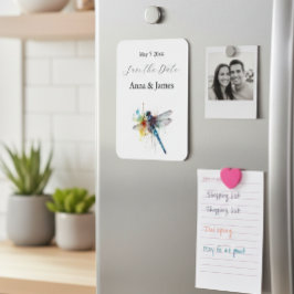 Dragonfly Bröllop, anpassningsbar spara datumetike Magnet