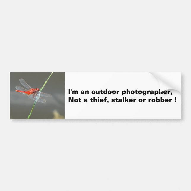 Dragonfly Bumper Sticker för utomhusfotograf Bildekal (Framsidan)