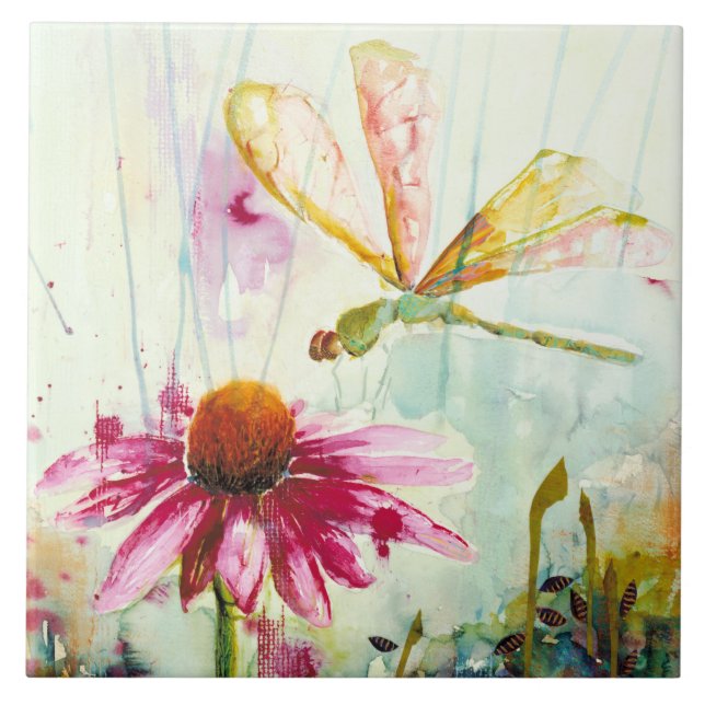 Dragonfly Ceramic Tile/Trivet (6 tum square) Kakelplatta (Framsidan)