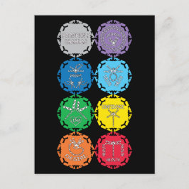 Dragonfly Chakras vita textdesign Vykort