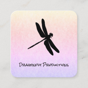 Dragonfly-chic (svart) fyrkantigt visitkort