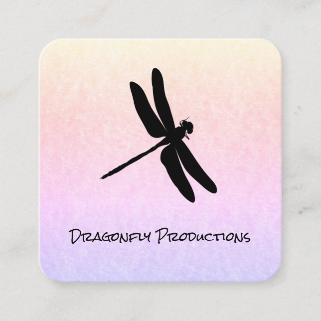 Dragonfly-chic (svart) fyrkantigt visitkort (Framsida)