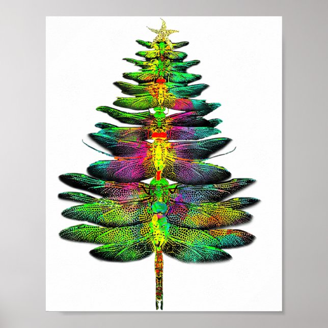 Dragonfly Christmas Tree Dragonfly Xmas  Poster (Framsidan)
