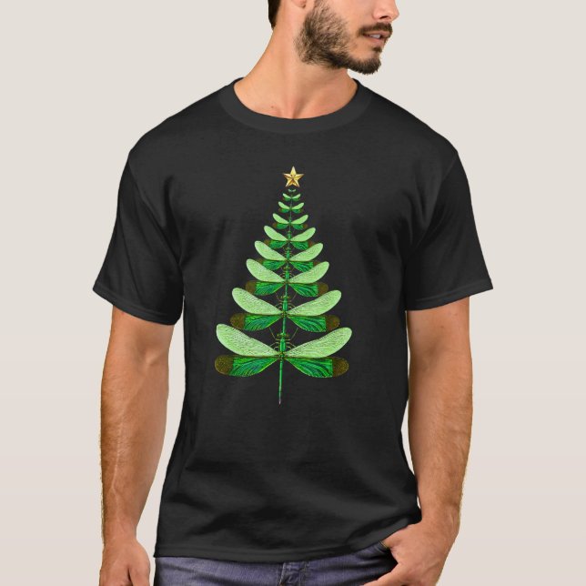 Dragonfly Christmas Tree Xmas Dragonflies Bugs Ins T Shirt (Framsida)
