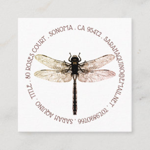 Dragonfly Circle Type Garden Design Fyrkantigt Visitkort