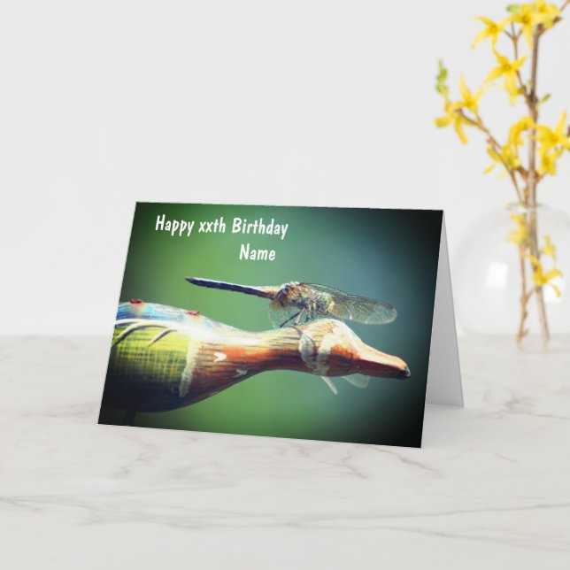 Dragonfly Co Pilot Nature Personlig Birthday Kort (Gul blomma)